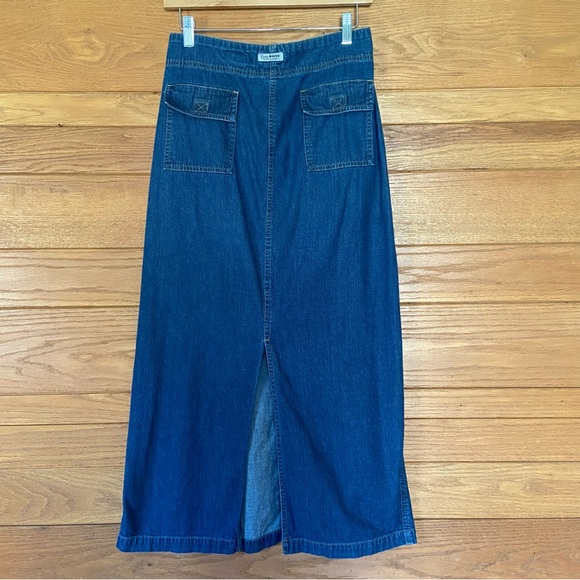 Vintage 90s Eddie Bauer denim maxi skirt flap pockets - Picture 1 of 6